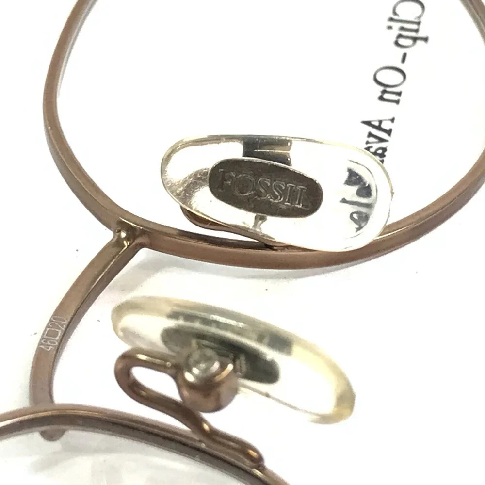 Fossil Petite Eyeglasses Frames TINA C4E Light Brown Gold Wire Rim 46-20-130